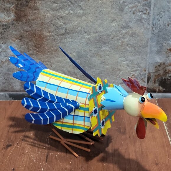 Metal Rooster Bobble Head Animated Chicken Sculpture Outdoor Yard Garden Decor - Picture 7 of 12